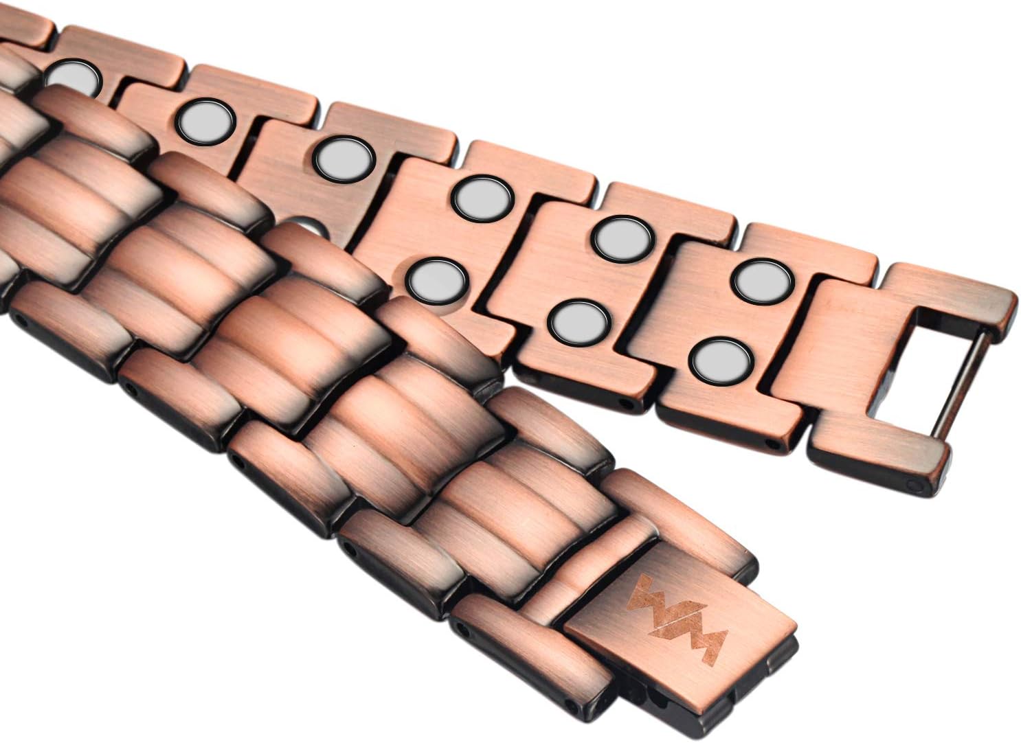WELMAG® Mens Copper Double Row Magnetic Therapy Bracelets for Arthritis Wristband Adjustable: Health & Personal Care