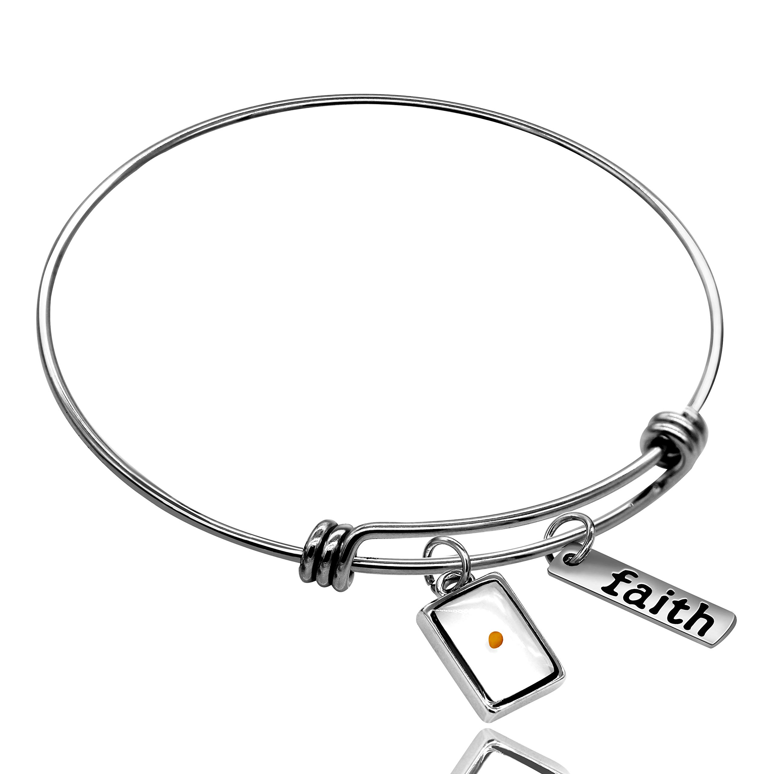 Uloveido Expandable Faith Mustard Seed Bracelet for Women Inspirational Birthday Gifts Stainless Steel Cham Bangle Jewellery Y558 (Rectangle)
