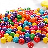 ToBeIT 600Pcs Assorted Color Wood Beads 10mm Round Colorful Wooden Bead Painted Wood Beads for Jewelry Making DIY Crafts Home & Party Decoration