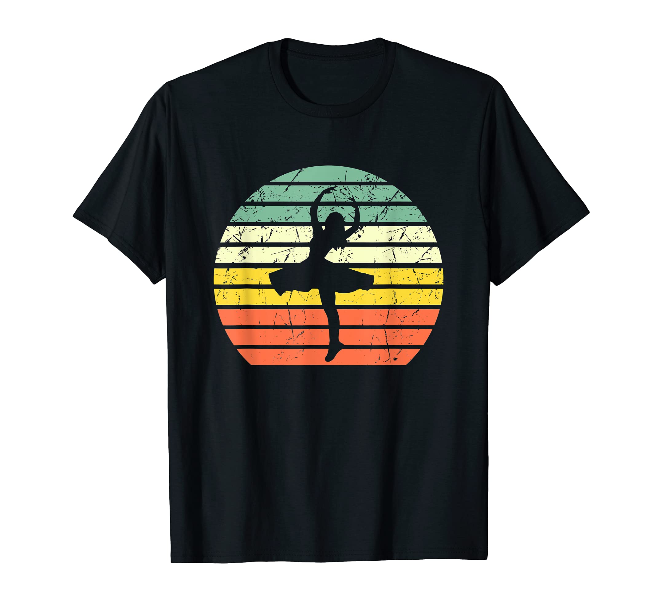Ballerina Dancing Ballet Releve Position Vintage Sunset T-Shirt
