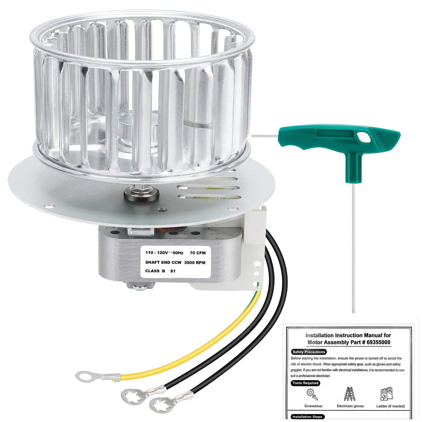 Photo 1 of 69355000/S69355000 Replacement Heat Motor Assembly for 9012, 9013, 9093, 9605, 9665 – High Airflow, Low Noise, Easy Installation Bathroom Fan Motor, Durable & Energy-Efficient