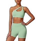 2 Piece Workout Sets for Women High Waisted Seamless Butt Lifting Shorts Gym Yoga Outfit Stretchy Sports Bra Sets