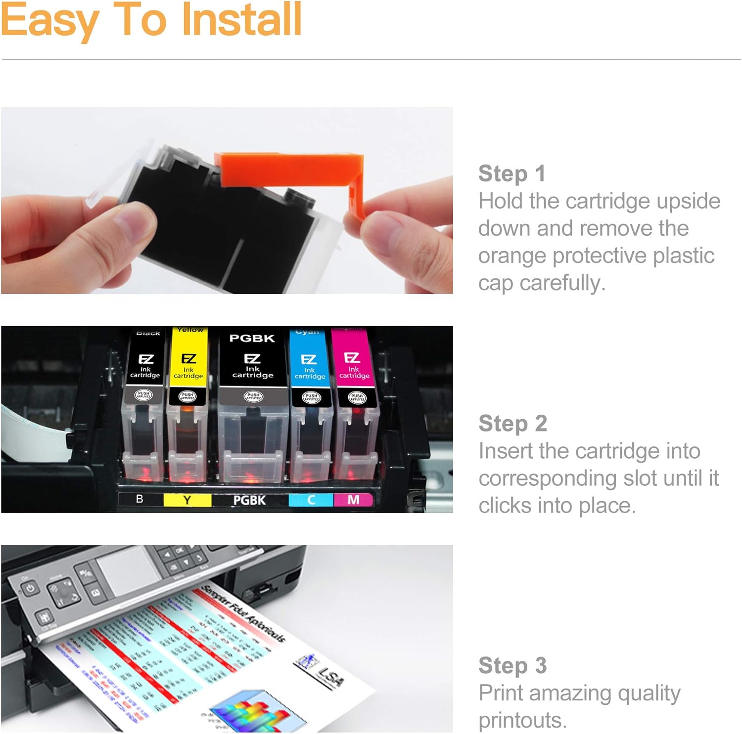 E-Z Ink (TM) Compatible Ink Cartridge Replacement for Canon PGI-280XXL CLI-281XXL 280 XXL 281 XXL for PIXMA TR7520 TR8520 TS6120 TS6220 TS8120 TS8220 TS9120 TS9520 TS6320 TS9521C Printer (5 Pack): Office Products