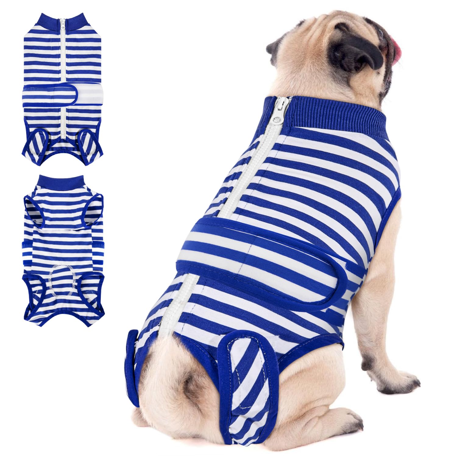 Eyein Dog Surgery Recovery Suit, Female Male Dog Surgical Bodysuit Abdominal Wounds Protector, Stop Licking Spay Shirt After Surgery Onesie with Zipper, Pet Cone E-Collar Alternative(L)