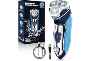 SAKIOO Electric Razor for Men, Rechargeable Electric Shavers for Men Face,LED Display,Wet/Dry Waterproof Men's Electric shavers, Cordless Razor with Pop Up Trimmer,Portable Travel Razor Blue