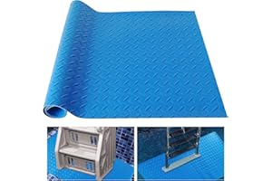 HLIMIOR 2Pcs Large Swimming Pool Ladder Mat, 17"x38" Protective Non-Slip Pool Step Pad with Texture，Protective Ladder Pad for Above Ground Swimming Pools Liner and Stairs (Blue)