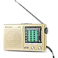 BAIJIALI AM FM Portable Radio with Headphone Jack - Battery Operated Transistor Radio for Seniors, Easy to Use Compact Design for Home, Outdoor & Emergency - Ideal Gift for Elderly(BLJ-KK9)-Golden