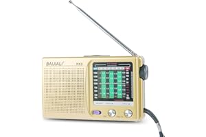 BAIJIALI AM FM Portable Radio with Headphone Jack - Battery Operated Transistor Radio for Seniors, Easy to Use Compact Design for Home, Outdoor & Emergency - Ideal Gift for Elderly(BLJ-KK9)-Golden