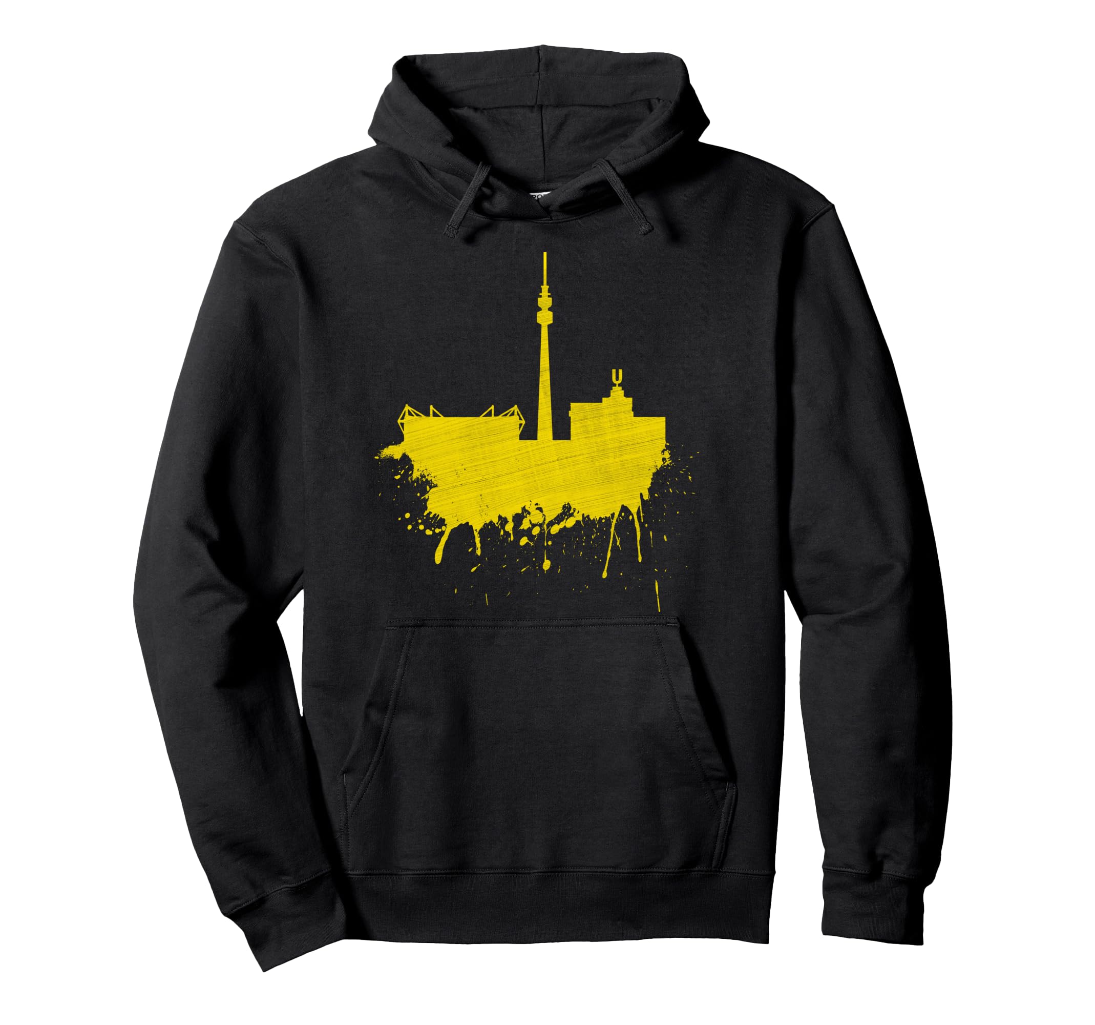 Dortmund Skyline Black Yellow Painting Art Love Dortmund Pullover Hoodie