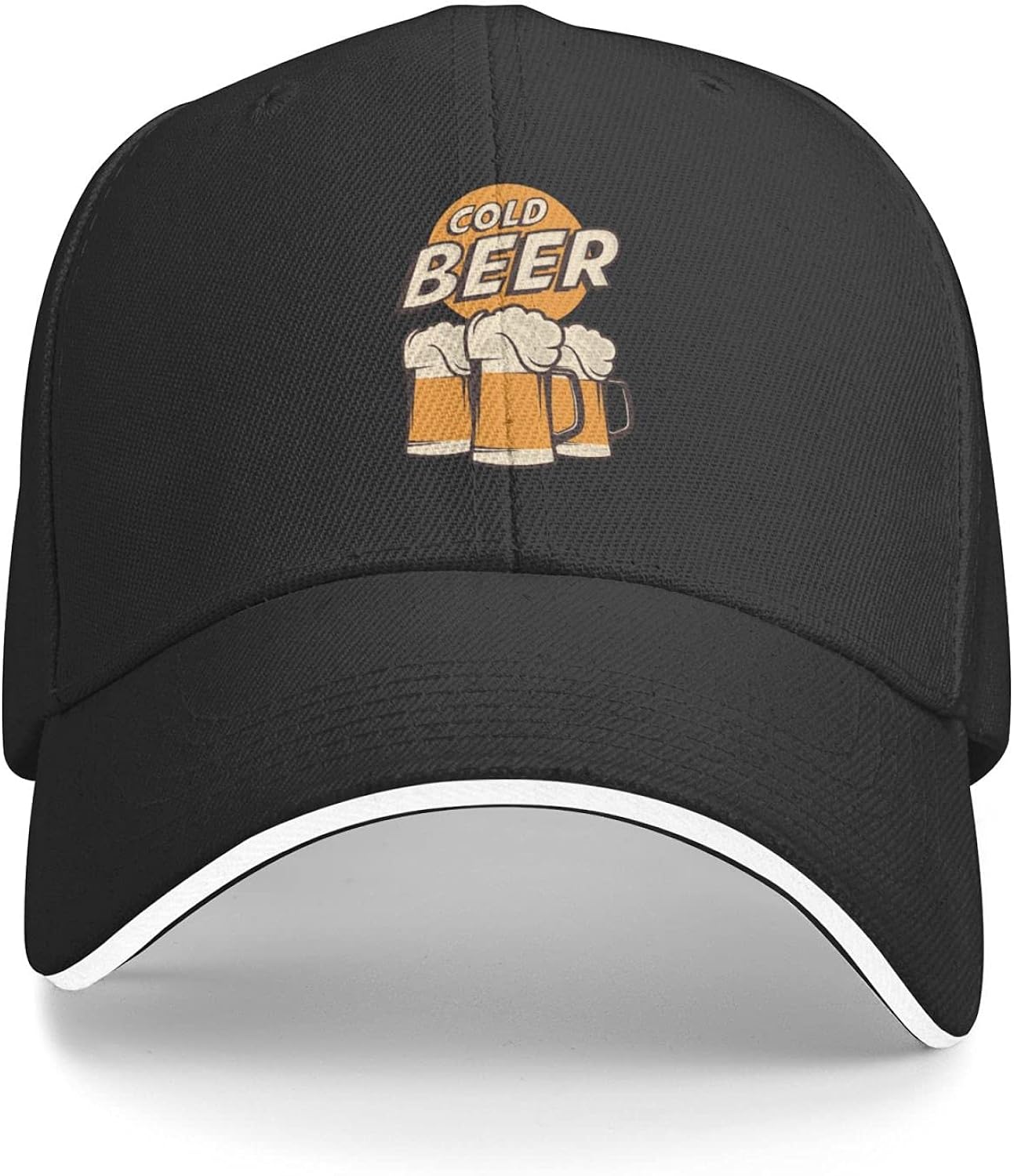 Cold Beer Baseball Caps Adjustable Hat for Sun Protection Black Clothing