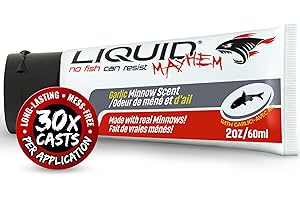 Liquid Mayhem Garlic Minnow Fish Attractant Gel 60 ml / 2 oz · 60 Uses – Real Garlic Minnow Bait & Aminos | UV-Enhanced Long-