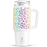 Meoky 32 oz Tumbler with Handle, Insulated Tumbler with Lid and Straw, Stainless Steel Travel Mug, Keeps Cold for 24 Hours, 100% Leak Proof, Fits in Car Cup Holder (Kiss)