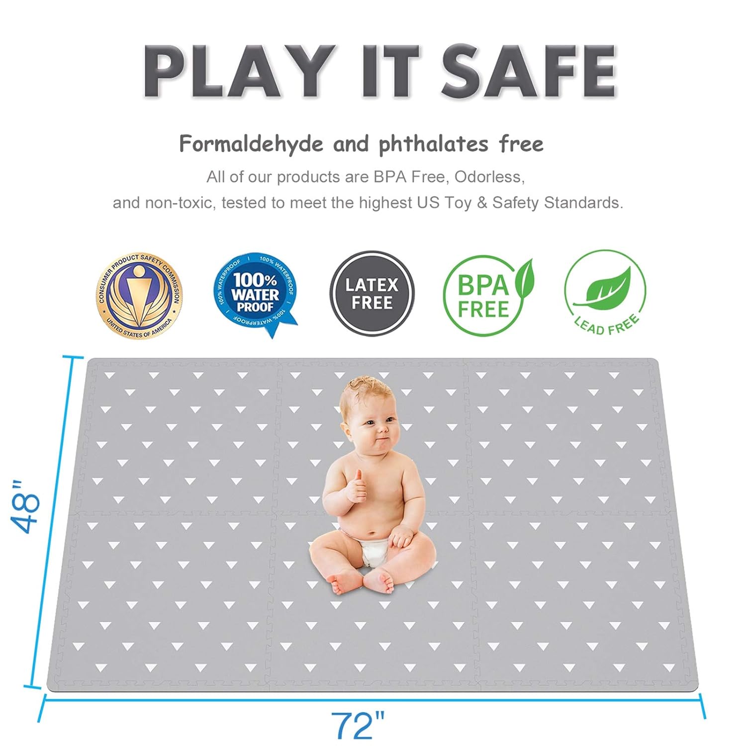Baby Play Mat with Fence - Extra Large (4FT x 6FT), Non Toxic Foam Puzzle Floor Mat for Kids : Baby