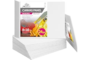PHOENIX Painting Canvas Panels 8x10 Inch, 24 Bulk Pack - 8 Oz Triple Primed 100% Cotton Acid Free Canvases for Painting, Whit