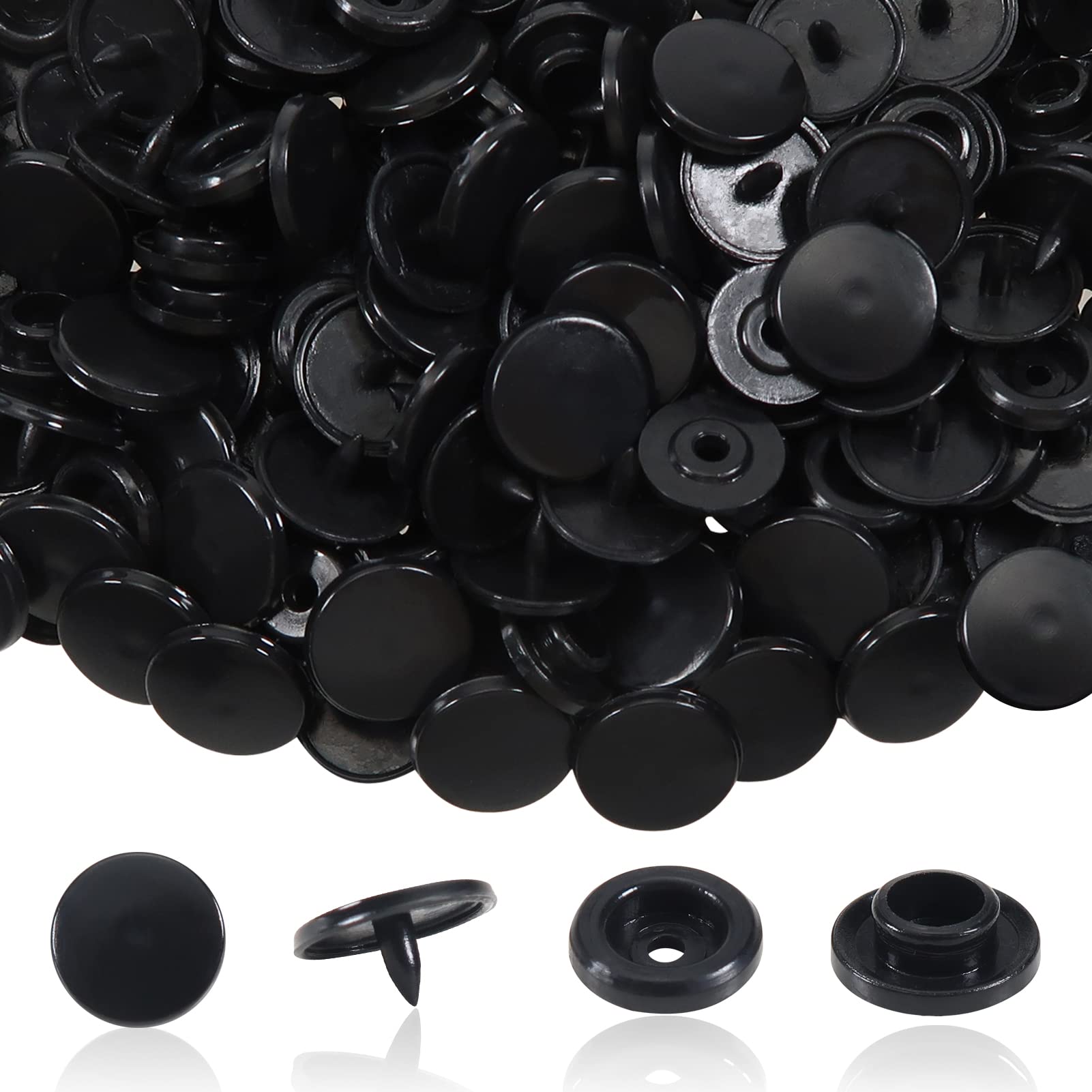 TOAOB 500 Black Plastic Snap Buttons T5 12 mm for Sewing Accessories Clothing DIY Craft Scrapbook