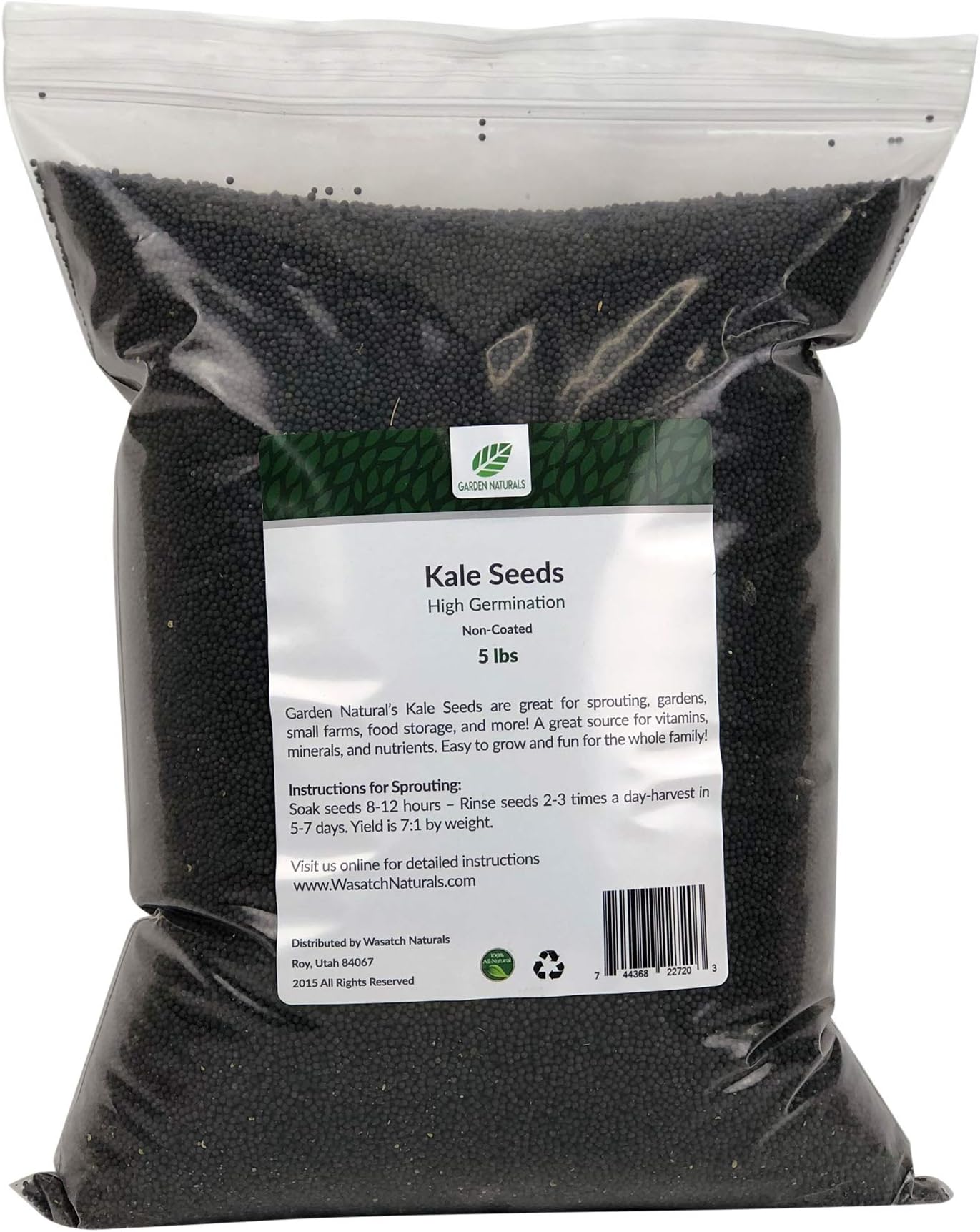 All Natural Kale Seeds 5 Pounds Non Coated by Garden Naturals