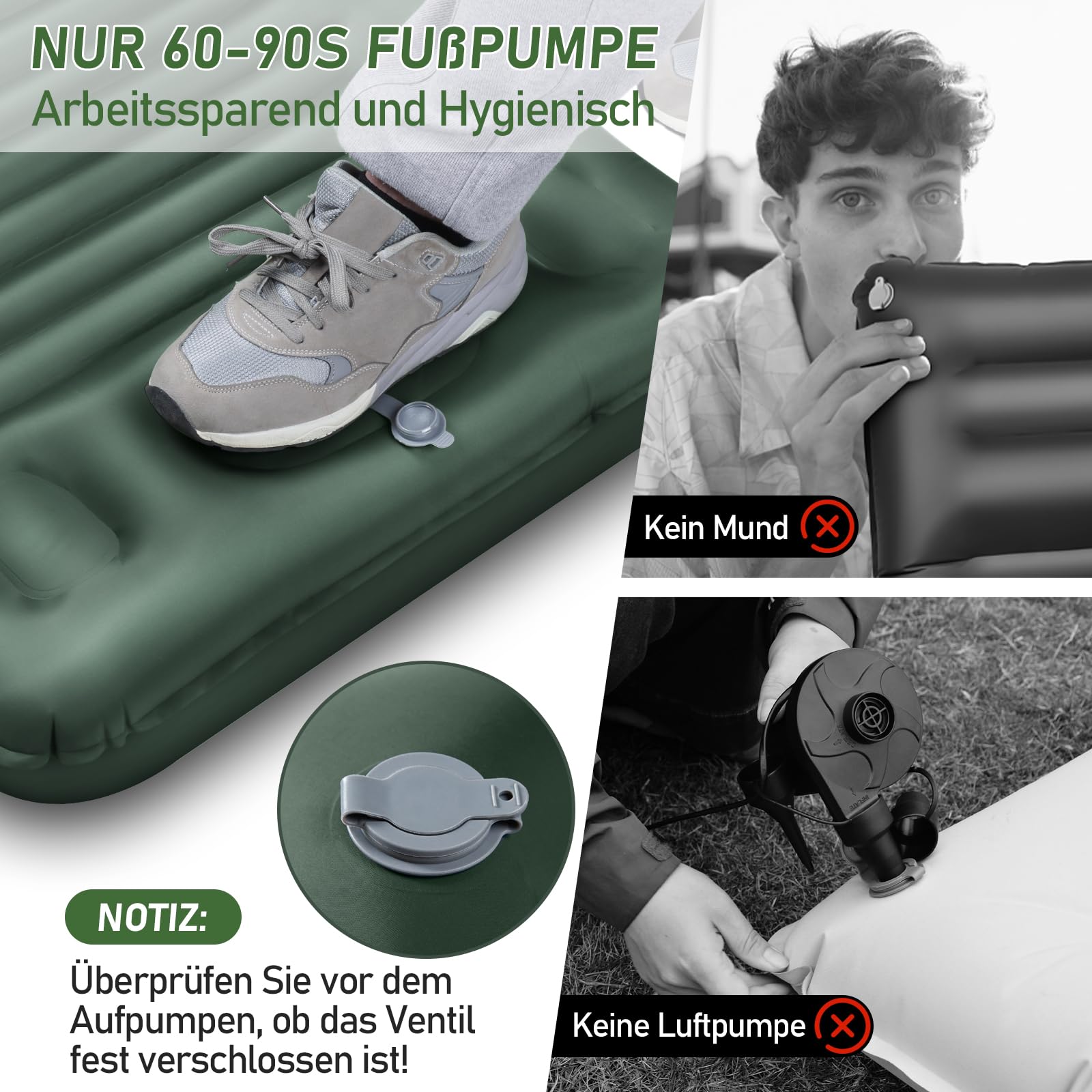 Isomatte Camping, 12CM Ultradicke Camping Luftmatratze mit Fußpumpe 4