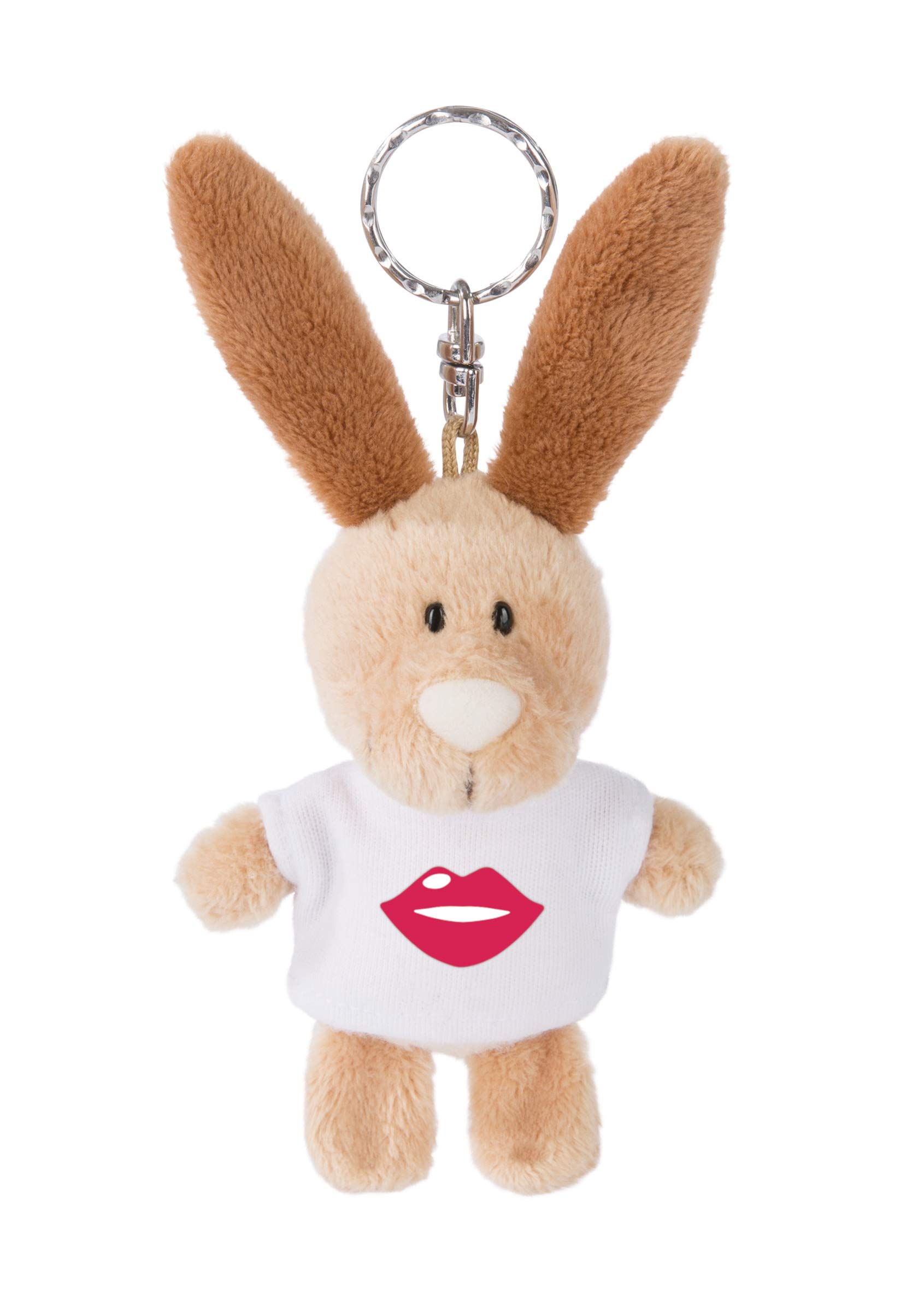 NICI 44728 Keyring Rabbit with T-Shirt Approx. 10 cm Kiss Mouth Lips Love Kiss — image 1