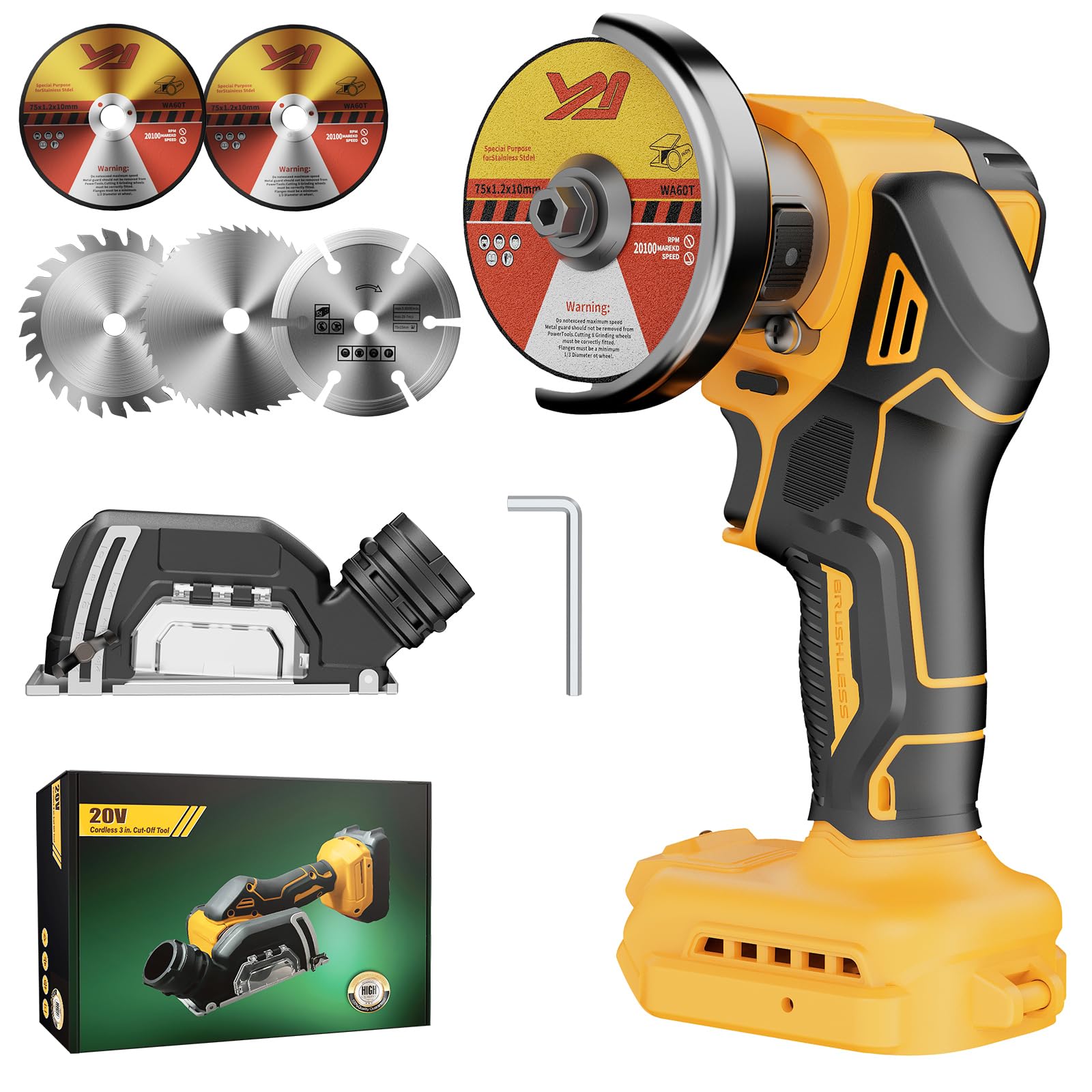 Photo 1 of CAMXTOOL Cut Off Tool for Dewalt 20V Max Battery, 3Inch Cordless Mini Cut Off Tool, 20000 RPM, 5 Saw 3” Blades for Metal, Wood, Tile & Plastic Cutting, Removable Dust Cover (Tool Only)