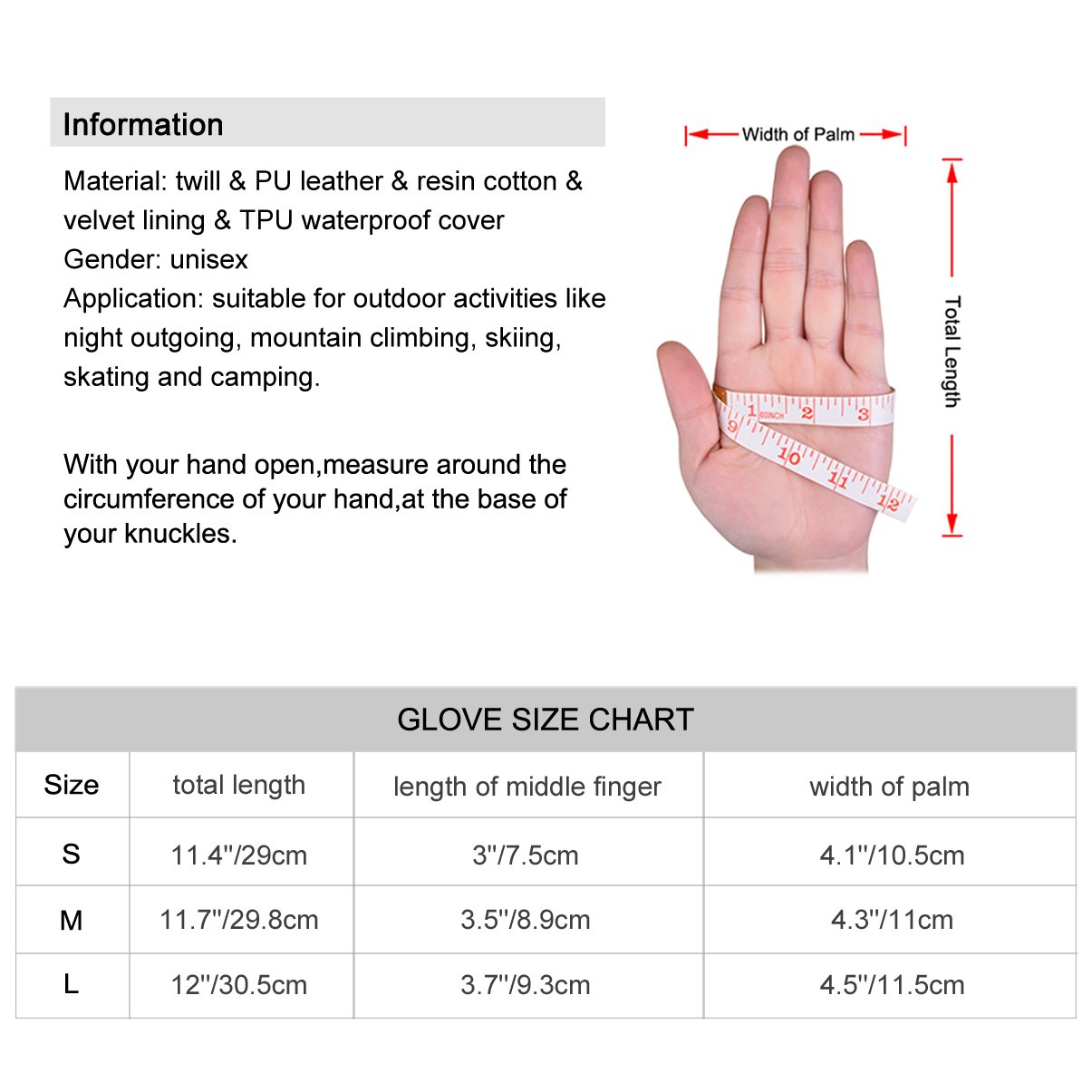 VBIGER Impermeables Guantes de Esquí Guantes Bicicleta Alpinismo Moto,Unisex