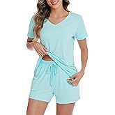 LUBOT 2026 Bamboo Viscose Pajamas Women Sets Pjs Soft Breathable 2 Piece V Neck Short/Long Sleeve Pants Sleepwear S-4XL