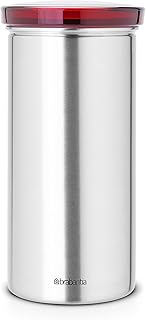 Brabantia Vorratsdose aus Edelstahl für Kaffeepads Senseo, Schutz vor Fingerabdrücken Deckel in rot