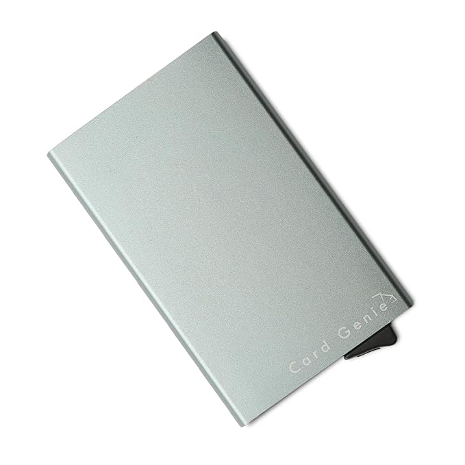 Card Genie – Kartenetui aus Edelstahl mit Karten-Gleitsystem – Kreditkartenhülle mit RFID und NFC Blocker – Schutz vor Datend