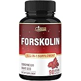 Cadane Forskolin Supplement with Coenzyme Q10 & Grape Seed Extract | Supports Body Management & Energy | Vegan, Non-GMO – 90 Capsules – 45-Day Supply
