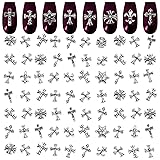 100 Pcs Silver Cross Nail Charms and Gems – 3D