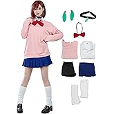 Cosplay.fm Women Anime Cosplay Costume School Uniform Shirt Blouse Set with Pleated Skirt Bowtie