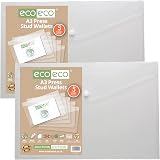 eco-eco 10-Pack Clear A3 Press Stud Wallets 200 Micron 95% Recycled