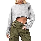 Ziesexy Cropped Sweatshirt Long Sleeve Crop Top Workout Oversized Sweatshirt Loose Crop Tops For Women Crewneck Sweatshirt