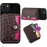 M-Plateau Credit Card Holder For Cell PhoneWith Slim 3M Adhesive Card Holder for Phone Case for iPhone 12& iPhone 13 Pro Max 6.1 Inches/One Plus 10T/Samsung Galaxy Most Smartphones (Leopard Print)