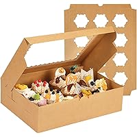 Moretoes Cupcake Boxes 10 Packs Brown Cupcake Containers 12 Count Kraft Bakery Carrier Boxes with Windows and Inserts to Hold