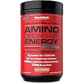 MuscleMeds Amino DECANATE Energy, Pre, Intra Workout Drink, Essential Amino Acids, BCAAs, High Leucine, Glutamine, Muscle Recovery, Strawberry Kiwi, 30 Servings