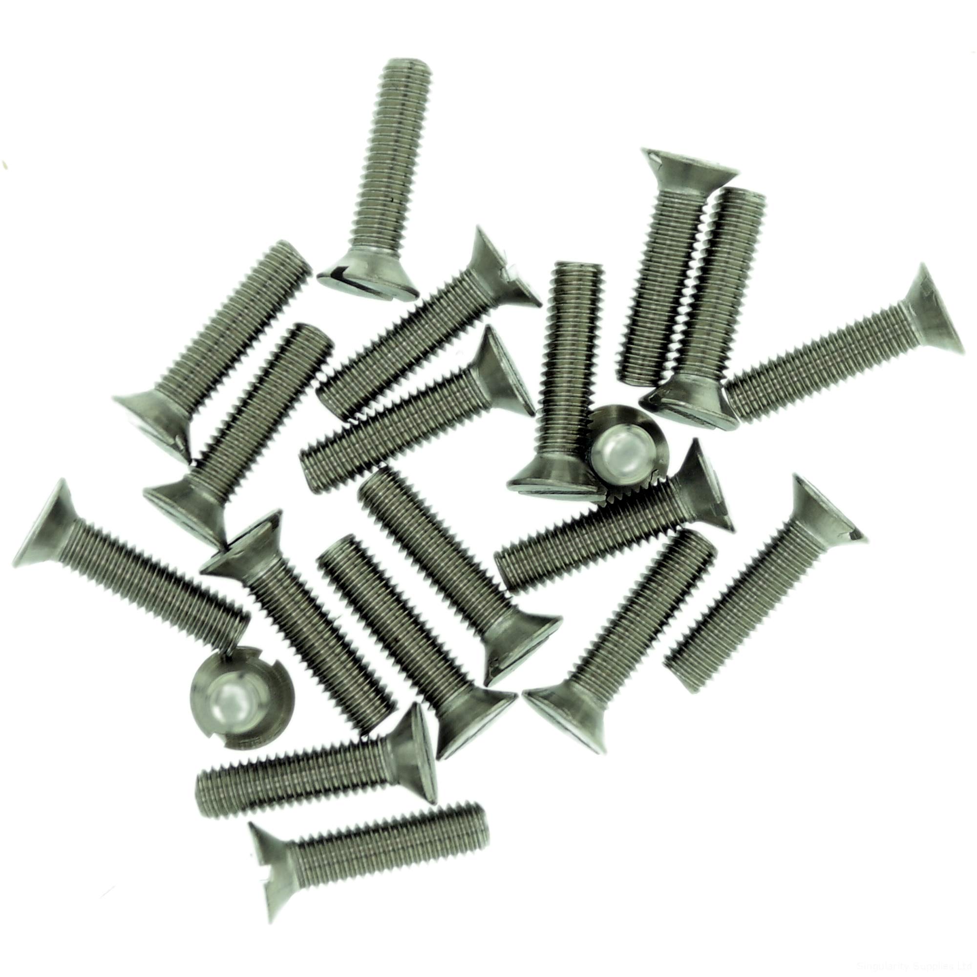 M1 (1mm x 2mm) Slot Countersunk Machine Screw (Bolt) - Stainless Steel (A2) (Pack of 20)