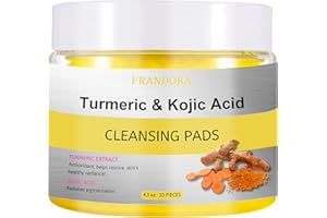 FRANDORA Turmeric Kojic Acid Cleansing Pads, Kojic Acid and Turmeric Cleansing Pads, for Face and Body （55 Pcs）
