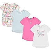 BTween Girls 4-Piece Summer Tops | Fashionable Short Sleeve T-Shirt | Casual Daily Shirt for Kids - Assorted Colors