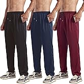 ZH 3 Pack Men's Sweatpants Open Bottom Joggers Lightweight Quick Dry Athletic Pants with Pockets for Workout & Lounge