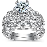 2 Carat(ctw) Round-Cut Moissanite Engagement Rings Sets for Women,925 Sterling Silver Infinity Wedding Rings Sets,Bridal Ring Set for Anniversary Birthday