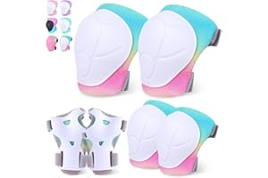 FIODAY Kids Knee and Elbow Pads Wrist Guards Adjustable Protective Gear Set for Girls Boys Inline Skating Biking Skateboard Scooter
