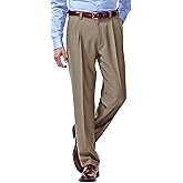 Haggar Men's E-Clo Repreve Classic Fit Pleat Front Dress Pant with Hidden Expandable Waistband