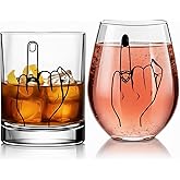 Funny Engagement/Wedding Gift for Couples – Ring Finger Wine and Whiskey Glass Set–Cool Bridal Shower/Bachelorette Gift for Bride Groom, Newlyweds,Just Married,Mr and Mrs for Valentines Day