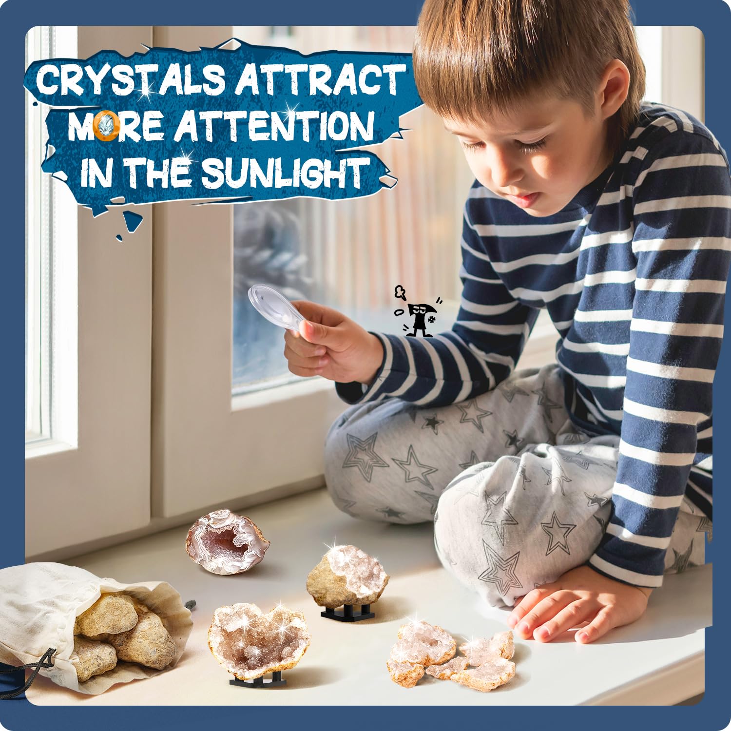 Geodes with Crystals Break Open 10 Premium Geode Kit - Geology Geodes Crystal Science Kit - STEM Educational Toys Birthday Gifts for Boys and Girls (Potential for Coloured Geodes Crystals)