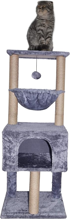 Roypet Arbre A Chat Avec Hamac Gris 110 Cm Amazon Fr Animalerie