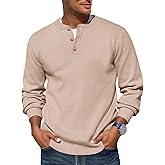 Runcati Mens Henley Knit Sweater Long Sleeve Quarter Button Pullover Sweaters Casual Fall Tops