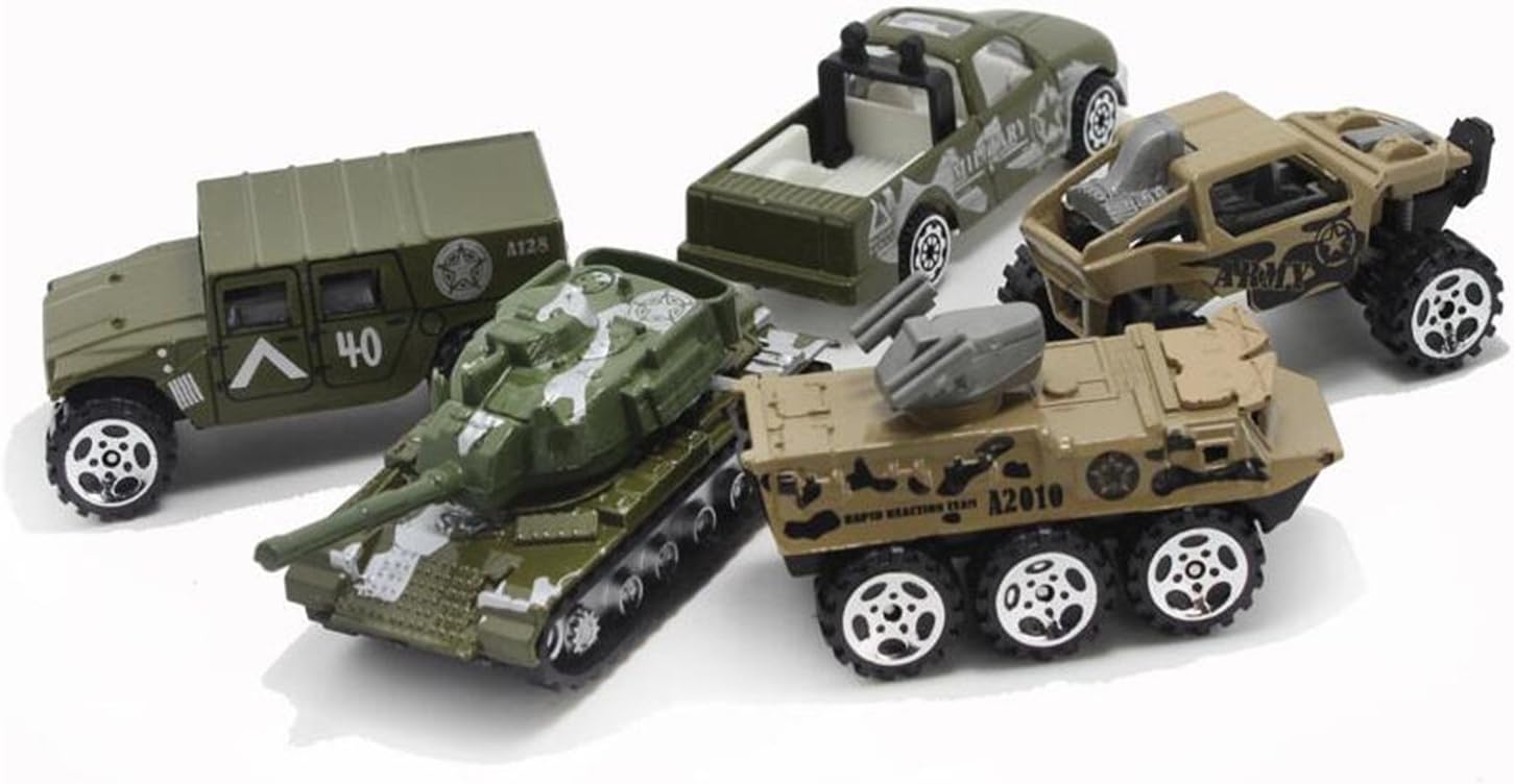 5 Pcs/set 1:64 Diecasts Alloy Model Car, Suit for Army, City, Fire, Medical Toy Car (Army)
