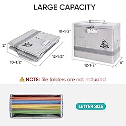 BALEINE Fireproof Document Box with Lock, Portable