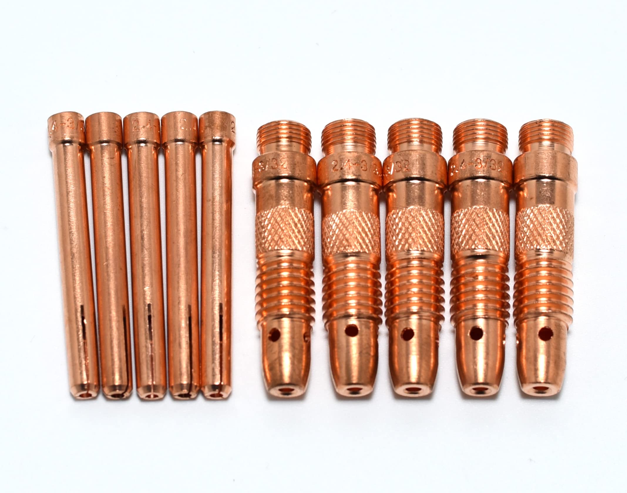 RIVERWELD TIG Collet Bodies 10N24 10N32 2.4mm Assorted Size kit Fit DB PTA SR WP 17 18 26 TIG Welding Torch Pack of 10