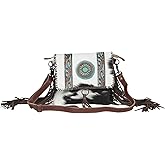 Myra Bag Western Style Purse - Fringe Purses for Women with Real Cowhide and Blue Accents, Leather Western Handbags for Women